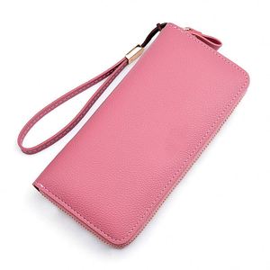 Carteras de mujer K397 con cremallera, monedero rosa con bolsillo para teléfono, tarjetero, cartera larga de mujer con diseño patchwork, monedero corto con borlas para mujer - Product Image 2