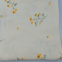 XNZTEX JURAVICHY NY3936 Öko-Tex Zertifizierter 100% Baumwoll-Musselin Knitterstoff mit Spanischen Blumenmuster für Baby-Pucktücher