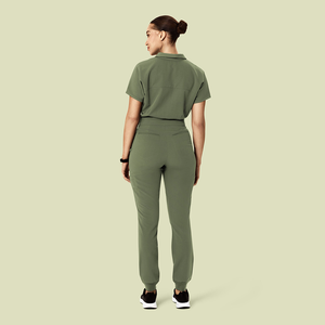 Uniformes Médicos, Conjuntos de Uniformes, Monos y Trajes de Mujer, Uniformes de Enfermería con Cuello <span class=keywords><strong>Polo</strong></span>, Mangas Cortas, Pantalones Jogger, Uniforme Médico de Enfermera - Product Image 4