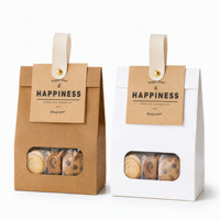 Sacs de boulangerie en papier kraft personnalisés OEM en gros avec fenêtre PVC, poignée et rivets dorés pour biscuits, pain et emballages cadeaux