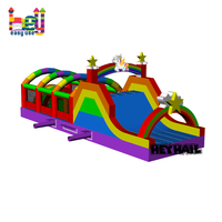 Château gonflable d'extérieur pour enfants avec parcours d'obstacles et toboggan – Grande vente sur le thème des animaux