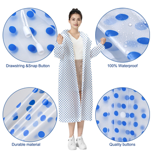 Ligero, transpirable, ecológico, plástico EVA, reutilizable, patrón de <span class=keywords><strong>lunares</strong></span>, impermeable duradero con capucha larga para niñas, pesca, senderismo - Product Image 3