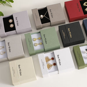 Boîte à bijoux coulissante PUPPYSEW 9*9cm, boîte d'emballage à bijoux en carton personnalisée, boîte à collier avec <span class=keywords><strong>tiroir</strong></span>, avec logo personnalisé - Product Image 3