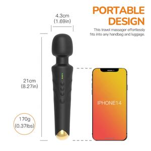 Massaggiatore a bacchetta Beige viola rosa caldo nero portatile ricaricabile USB senza fili di alta qualità per le donne - Product Image 5