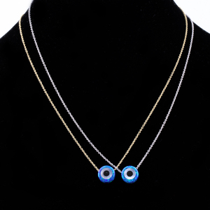 <span class=keywords><strong>Collar</strong></span> en Stock de Plata de Ley 925 con Dije de Piedra de Ópalo de Ojo Turco Redondo Azul, Joyería de Ópalo Chapada en Rodio y Oro con Cadena de Eslabones - Product Image 5