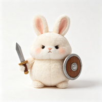 Peluche Animale Guerrier Mignonne avec Épée et Bouclier, Chat Shiba, Ours, Lapin, Grenouille, Canard, Poupée en Peluche Douce pour Enfants, Cadeau
