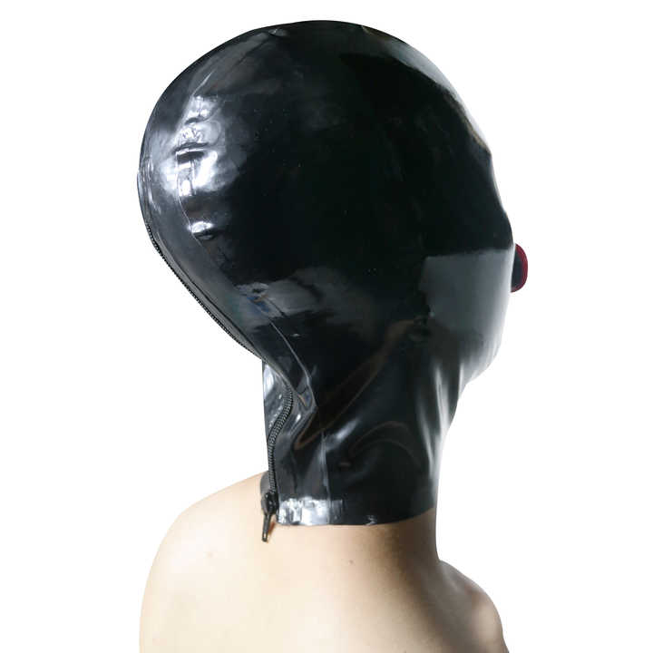 SMGZC Rosa Latex Kopf Abdeckun Gummi Kopfmaske Latex Haube Maskieren GesichtMasken exponiert Mund Für Cosplay Party Vereinskleidung (M