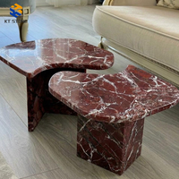 Table en blocs de marbre poli KT STONE, pierre naturelle, écologique, résistante à la chaleur, imperméable, design moderne pour villa et chambre