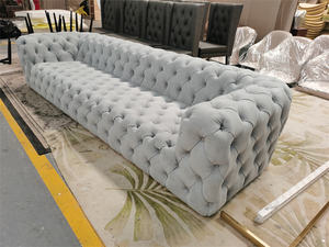 लिविंग रूम आधुनिक चेस्टरफील्ड लक्जरी सोफे टफ्टेड मखमली सोफा सेट फर्नीचर ऑनलाइन - Product Image 5