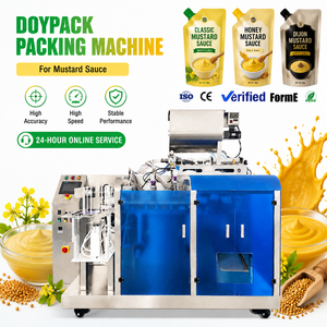 Machines d'emballage automatiques Doypack de qualité alimentaire 500ml 1kg pour sauce moutarde et mayonnaise, machines de remplissage et de scellage de sachets préformés - Product Image 1