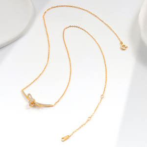 Collier chaîne en argent sterling 925 avec pendentif en zircone cubique blanche de haute qualité SPJ, nœud papillon souriant - Product Image 3