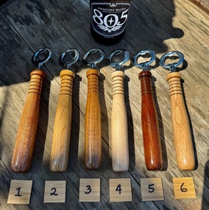 Ensemble tire-bouchon à vin personnalisé, ouvre-bouteille en cuir, ouvre-bouteille en bois massif tourné à la <span class=keywords><strong>main</strong></span>, ouvre-bouteille en forme de batte de baseball, gravure gratuite offerte - Product Image 3