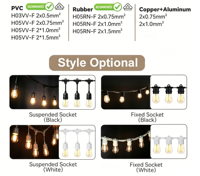 Guirlandes lumineuses LED pour extérieur avec ampoules E27 1W, indice de protection IP54, lumière chaude, idéales pour les patios et les jardins, guirlandes lumineuses LED de Noël