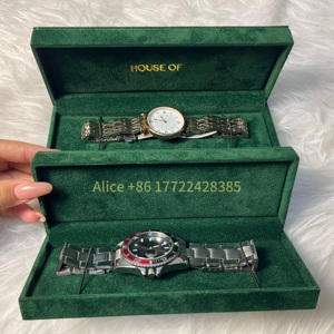 Caja de reloj de terciopelo verde personalizada directa de fábrica, caja para correa de reloj con logotipo personalizado, cajas y estuches de reloj de lujo para hombre - Product Image 5