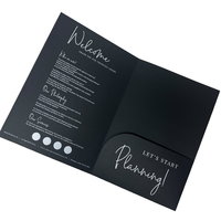 Carpeta de Presentación de Documentos de Oficina Personalizada con Impresión a Medida, Colores Negros Mate, Manila, con Bolsillo, Logotipo en Relieve y Espacio para Archivar