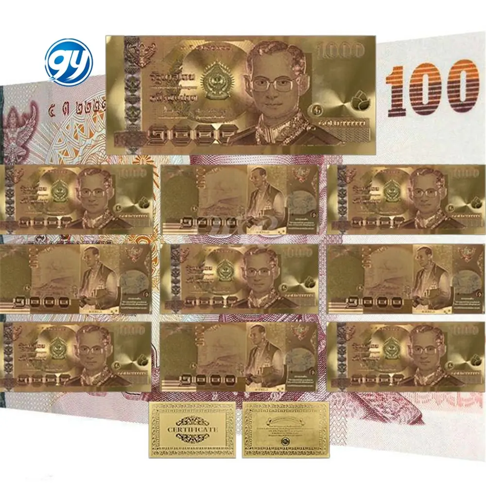 Collection d'artisanat de cadeau de pièce de monnaie de billet d'or en plastique commémorative de Thaïlande