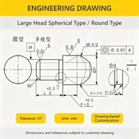 Goupille de positionnement de haute précision à tête sphérique large, type rond JEUKHR JEUKGHR, en acier à outils SKS3
