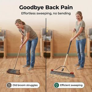 Heavy Duty 24" Outdoor <strong>Deck</strong> <strong>Brush</strong> with Steel Bracket, Sustainable FSC Wood Push Broom for Garden Patio &amp; Garage Cleaning - Product Image 3