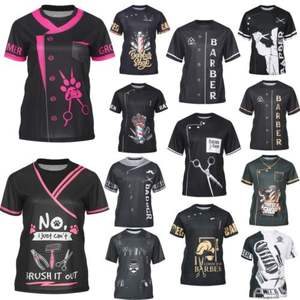Vinne 2024 nuovo stile uomo donna barbiere t-shirt 3D tutto stampato abbigliamento da lavoro camicie regalo <span class=keywords><strong>parrucchiere</strong></span> - Product Image 2