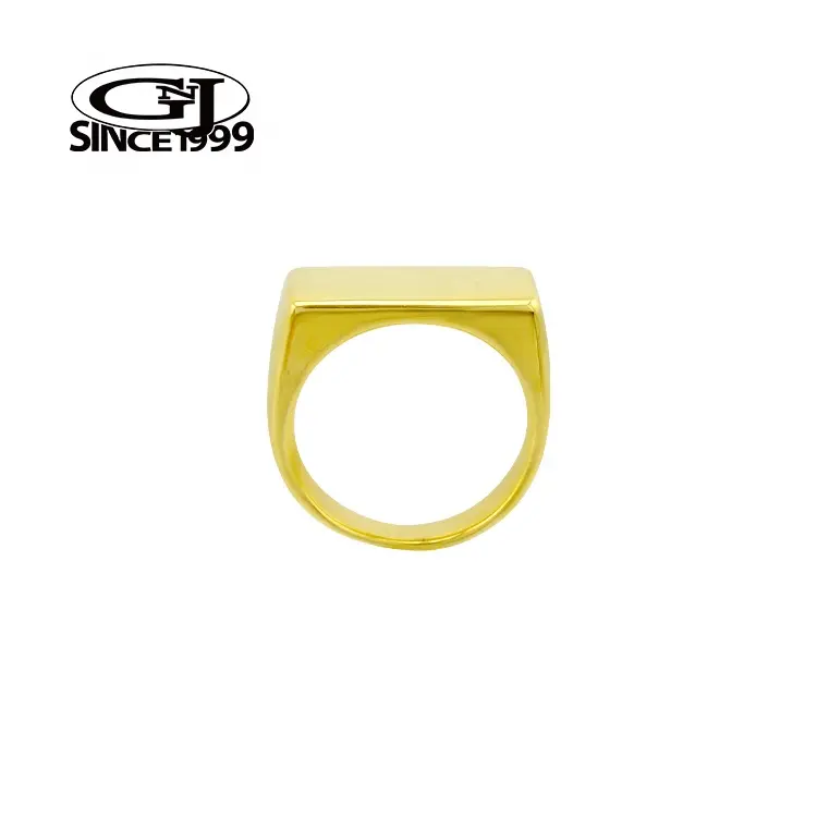 Gold Signet Ring Fino Elegante Moderno Minimalista Aço Inoxidável GNJ Embalagem Personalizada Barcode Body Jewelry