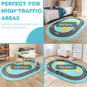 Alfombra con estampado de lana sintética para niños con <span class=keywords><strong>mapa</strong></span> de carreteras de la ciudad, alfombra para juegos de bebés para coches de juguete - Product Image 3