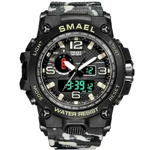 Smael 1545d Sport Nieuwe Heren Horloges Voor Mannen 50M Waterdichte Klok Alarm Reloj Hombre Dual Display Polshorloge Quartz Horloge