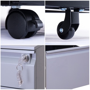 Tủ hồ sơ di động 3 ngăn kéo với bàn khóa dưới tủ kim loại lưu trữ, thiết kế chống nghiêng & lắp ráp hoàn chỉnh - Product Image 3