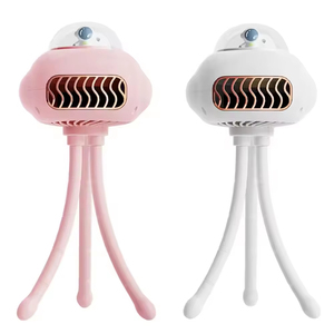 Ventilatore Portatile LED Ricaricabile con Design Carino, Mini Ventilatore per Aromaterapia e Passeggino, Multifunzione con Supporto per Telefono - Product Image 1