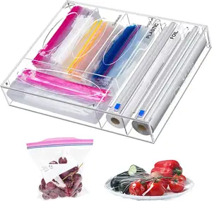 2 Messer Sandwich und Snack Variety Size Bag Acryl Druck verschluss beutel Aufbewahrung organisator Spender für Küchen schublade