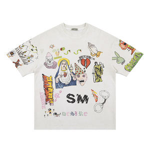 100% coton imprimé logo personnalisé surdimensionné couleur unie tissu avantageux confortable Solft unisexe T-shirts - Product Image 4