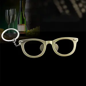 कस्टम इनेमल कुंजी श्रृंखला गोल्डन प्लेटेड मिनी चश्मा फ्रेम धातु चाबी का गुच्छा