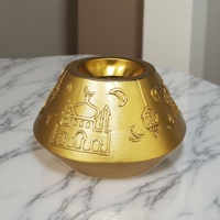 Brûleur d'aromathérapie en résine de style moyen-oriental, abat-jour en métal doré avec motif de mosquée et de lune, décoration arabe