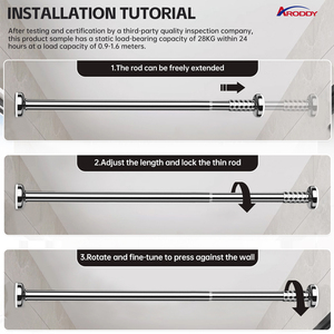 Aroddy 0.7-1.2m ống màu đen quần áo móc áo 1 inch đường kính plegable Tủ 25mm giá ray thanh treo tủ quần áo phần cứng - Product Image 5