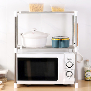 Étagère de rangement extensible pour micro-ondes, double couche, en acier inoxydable, support de cuisine pour appareils électroménagers - Product Image 2