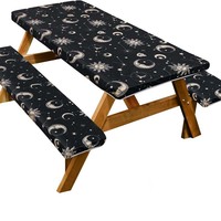 Housse de table de pique-nique extérieure imperméable en vinyle 72x28 pouces, ajustée, personnalisable, pour fêtes