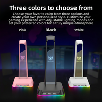 Soporte de Silicona para Auriculares ONIKUMA, Soporte para Auriculares con Iluminación RGB, Estante de Almacenamiento con Puerto USB, Modelo Rosa ST-2, Embalaje en Caja de Color