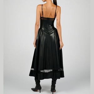 เดรสลูกไม้คอร์เซ็ท PU คุณภาพสูงสำหรับผู้หญิง แบบสั่งตัดได้  ความยาวปานกลาง  รูดซิปด้านหลัง  ไม่มีแขน  กระชับเอว  สำหรับผู้หญิง - Product Image 2