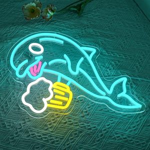 Letreros de neón LED regulables Dolphin Beer, luz ambiental alimentada por USB, luz decorativa para escaparates, luz indicadora de calle, personalizada 5V - Product Image 4