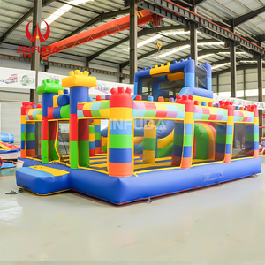 Château gonflable durable inspiré de <span class=keywords><strong>Lego</strong></span> avec toboggan intégré, château de saut pour enfants pour fête en plein air - Product Image 2