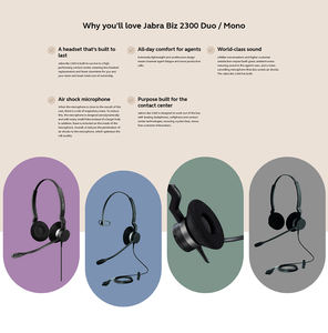 Casque stéréo supra-auriculaire <span class=keywords><strong>Jabra</strong></span> Biz 2300 Duo/Mono <span class=keywords><strong>QD</strong></span> avec microphone antibruit - Product Image 6