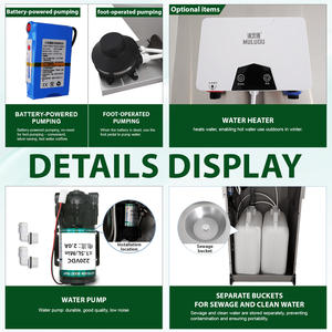 Remolque moderno con fregadero móvil para exteriores, fregaderos de pedestal de acero inoxidable con bomba de pie, autoportantes, pulidos, para estación de lavado de agua fría y caliente - Product Image 6