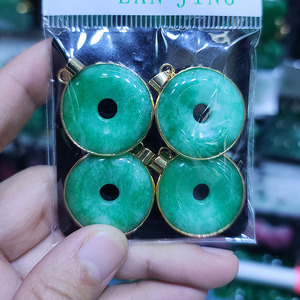 NN1145防水镀金不锈钢链条绿色紫红色玉石甜甜圈吊坠项链女士 - Product Image 6