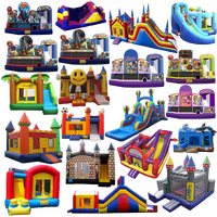Château gonflable extérieur en PVC commercial pour location de fête, aire de jeux, trampoline, combo toboggan pour enfants et adultes