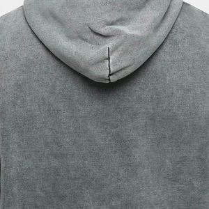 Venta al por mayor de ropa de calle de alta calidad personalizada fabricante desgastada Puff estampado polar sin cuerda pulóver Vintage Sudadera con capucha de gran tamaño - Product Image 3