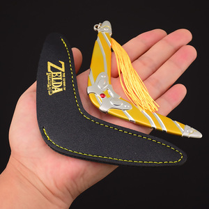 Légende <span class=keywords><strong>Zelda</strong></span> 14cm Totk Sea Breeze Boomerang Alliage Métal Artisanat Cuir Gaine Collection Porte-clés Décor Jouet Arme Ornement - Product Image 5