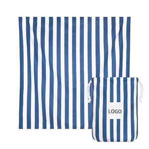 Custom Logo Sand Free Microfiber Beach Towel <b>Extra</b> <b>Large</b> 180X180cm Oversized Quick Dry Stripe Travel Towels for Swimming Pool - Product Image 1