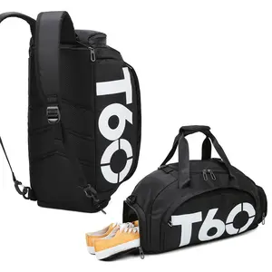 Mochila esportiva de nylon com logotipo personalizado para fitness, mochila de viagem e bagagem, com compartimento para sapatos, ideal para academia