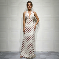 Robe Chic Personnalisée à Col Halter Sans Manches, Robe d'Été à Pois, Robe Élégante Ample et Décontractée pour Soirée et Fête pour Femme