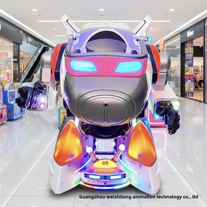 Robot Eléctrico de Fibra de Vidrio para Montar con Puerta Elevadora, Pistola de Burbujas y Rotación 360° para Parques al Aire Libre, Juego Independiente para 2 Jugadores - Product Image 4
