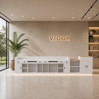 Bureau de réception de luxe en bois et marbre blanc, personnalisation haut de gamme, adapté aux groupes d'entreprises, hôtels, halls d'accueil, OEM